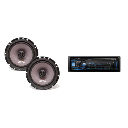Alpine UTE-83BT Bluetooth® Multimedia Receiver (Does Not Play CDs) w/ Alpine SXE-1726S 6.5" Coax