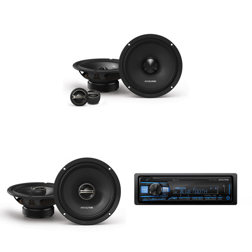 Alpine UTE-83BT Bluetooth® Multimedia Receiver (Does Not Play CDs) with DM-65C-G 6.5" Component 2-Way & DM-65-G 6.5 " Coaxial Bundle