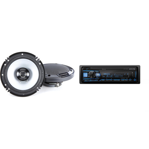 Alpine UTE-83BT Single Din Source Unit w/ KFC-1666S 6.5" 2-Way Coaxial Speakers - 1 Pair Bundle