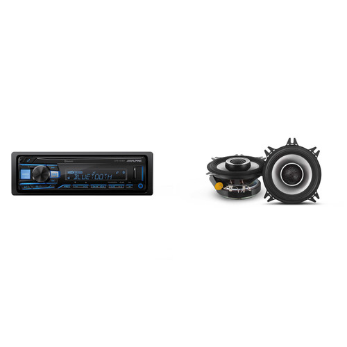Alpine UTE-83BT Mech-less Digital Bluetooth Media Receiver with 1 Pair Alpine S2-S40 Type S 4" Coax Speakers