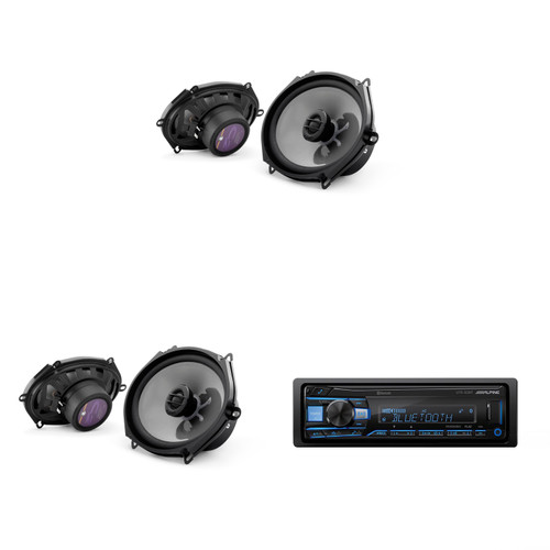 Alpine UTE-83BT Bluetooth Receiver & JL Audio ( 2 Pair ) C2-570x 5x7" / 6x8" Speakers