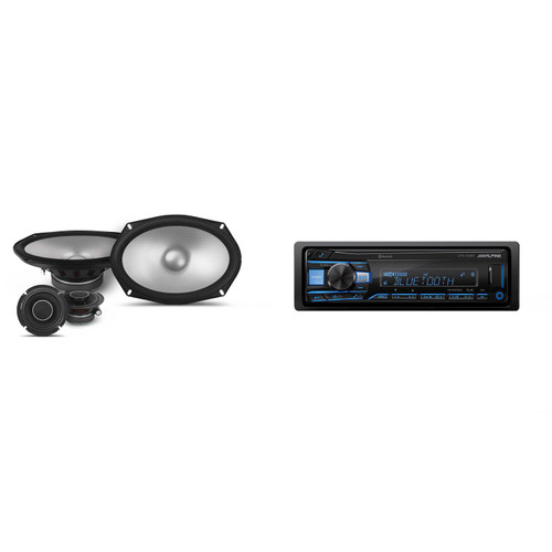 Alpine UTE-83BT Mech-less Digital Bluetooth Media Receiver with 1 Pair Alpine S2-S69C Type S 6x9" Component Speakers