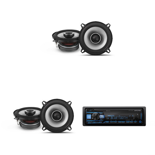 Alpine UTE-83BT Mech-less Digital Bluetooth Media Receiver with 2 Pairs Alpine S2-S50 Type S 5.25" Coax Speakers