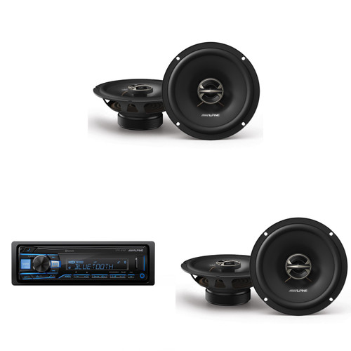 Alpine UTE-83BT Mech-less Digital Media Receiver with Bluetooth® Wireless Technology w/ (2) EL-E65-G Coaxial Speaker Set