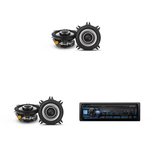 Alpine UTE-83BT Mech-less Digital Bluetooth Media Receiver with 2 Pairs Alpine S2-S40 Type S 4" Coax Speakers