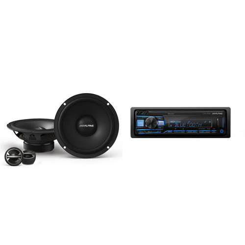Alpine UTE-83BT Mech-less Digital Media Receiver with Bluetooth® Wireless Technology w/ EL-E65C-G 6.5" Component Speaker Set