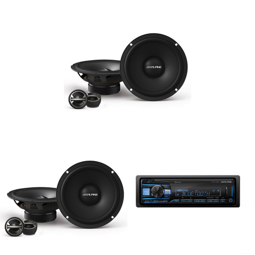 Alpine UTE-83BT Mech-less Digital Media Receiver with Bluetooth® Wireless Technology w/ (2) EL-E65C-G 6.5" Component Speaker Set