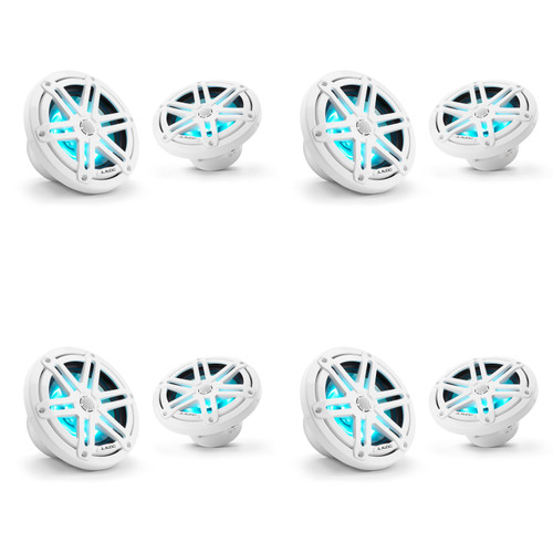 JL Audio (8) Marine Speaker Sport Grill White w/ RGB LED 6.5" Pontoon Boat Audio Upgrade