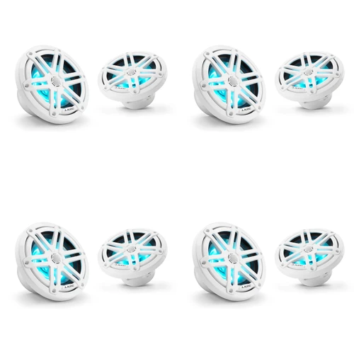 JL Audio (8) Marine Speaker Sport Grill White w/ RGB LED 6.5" Sun Tracker Pontoon Boat Audio Upgrade