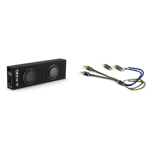JL Audio ACP208LG-W3v3 Powered Dual 8" Subwoofer Enclosure w/ Built-In Amplifier + KISL Speaker Level Adapter – Compact Truck & Car Bass Upgrade