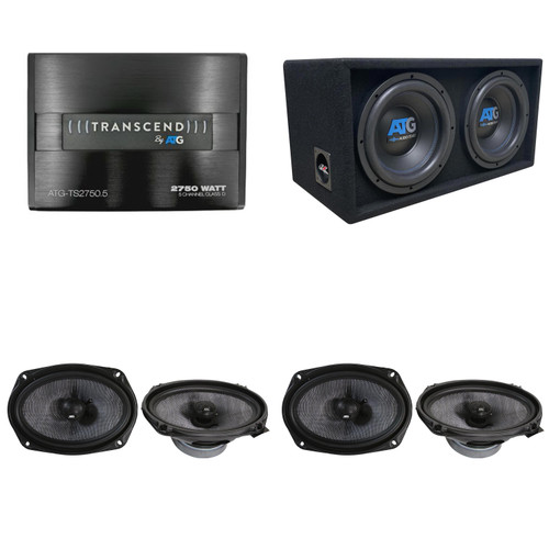 ATG Transcend 2750W 5-Channel Amplifier + 12" Loaded Bass Enclosure + Two Pair of 6x9" Coaxial Car Speakers