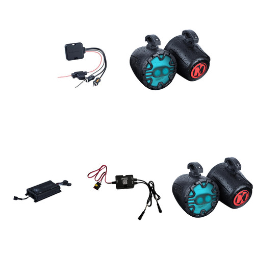 Memphis Audio 6.5" UTV Bluetooth Audio System Bundle: (4) Black MX63PS Speakers, SBT1 Controller & MX800.4 800W Marine Amp - IP66 Waterproof
