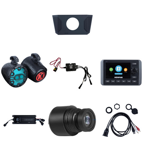 Memphis Audio RZR XP PRO UTV Bluetooth Audio & Rearview Camera Kit: SMC3 Media Center, MXCAM, MX63PS Speakers & MX400.4 Amp