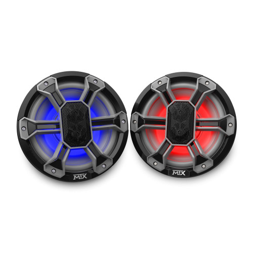 MTX MA65C-B - Marine 6.5” 85-Watt RMS 4Ω Coaxial Speaker Pair IP-67 Rated Black with RGB Lighting and Customizable Grille