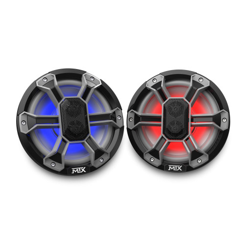 MTX MA8C-B - Marine 8” 150-Watt RMS 4Ω Coaxial Speaker Pair IP-67 Rated Black with RGB Lighting and Customizable Grille