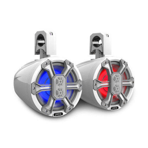 MTX MA8C-WP - Marine 8” 150-Watt RMS 4Ω Coaxial Speaker Pods IP-67 Rated White with RGB Lighting and Customizable Grille