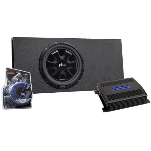 PowerBass Party Pack - Single 12" Subwoofer in truck enclosure with ASA3-300.2 Amplifier and Wiring Kit - Used, Very Good