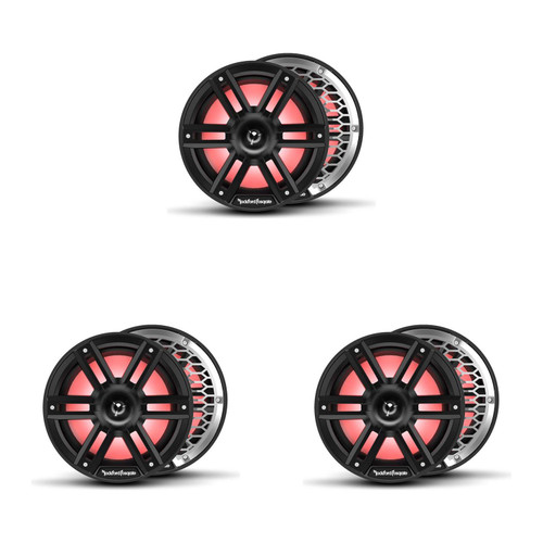 Rockford Fosgate M2-8HB RGB LED 8" Marine Speakers (6 Pack) Black – Horn Coaxial Boat Speakers Pontoon & Center Console Audio Upgrade
