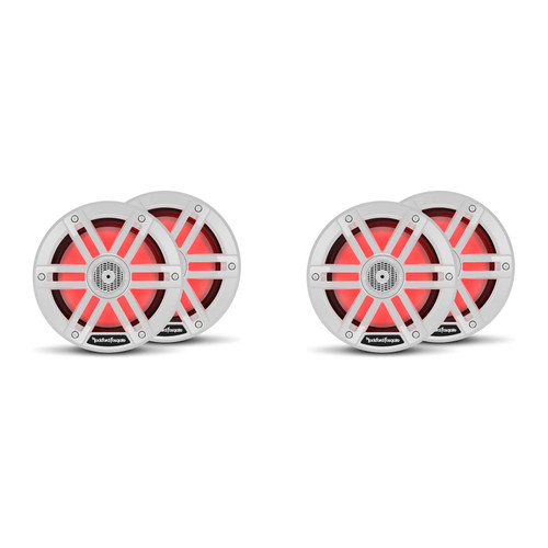 Rockford Fosgate M1-8 RGB LED 8" Marine Speakers (4 Pack) White – 2-Way Coaxial Boat Speakers Pontoon & Center Console Audio Upgrade