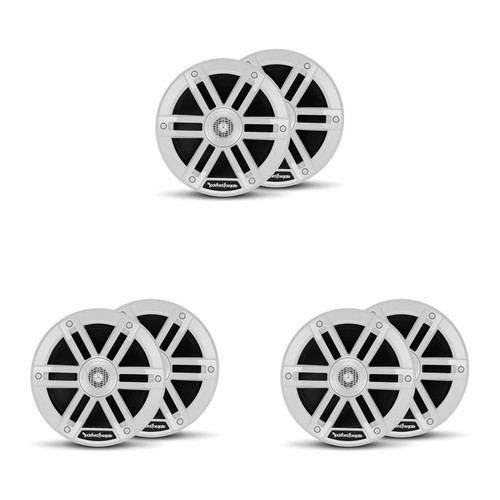 Rockford Fosgate M0-65 6.5" Marine Speakers (6 Pack) White – 2-Way Coaxial Boat Speakers Pontoon & Center Console Audio Upgrade