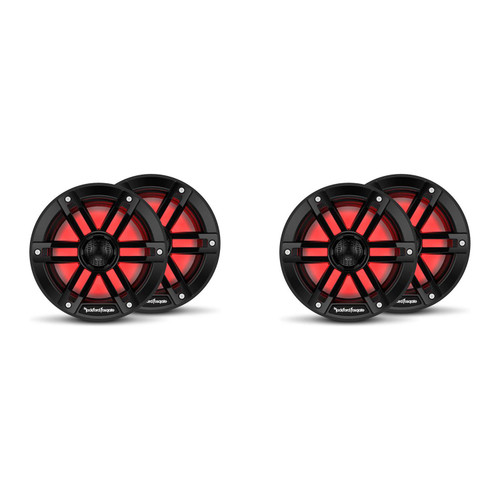 Rockford Fosgate  M1-6B RGB LED 6.5" Marine Speakers (4 Pack) Black– 2-Way Coaxial Boat Speakers Pontoon & Center Console Audio Upgrade