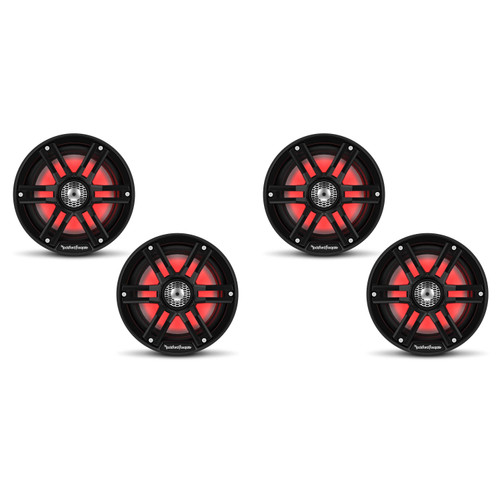 Rockford Fosgate M2-65B RGB LED 6.5" Marine Speakers (4 Pack) Black– 2-Way Coaxial Boat Speakers Pontoon & Center Console Audio Upgrade