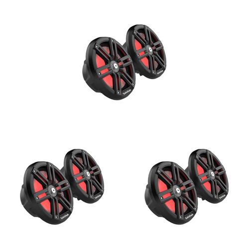 Rockford Fosgate M2-8B RGB LED 8" Marine Speakers (6 Pack) Black – 2-Way Coaxial Boat Speakers Pontoon & Center Console Audio Upgrade