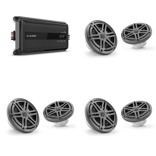 JL Audio DIY Marine Audio Upgrade – M3-650X-S-Gm 6.5" Speakers (3 Pair) & AP600/6 6 Channel Amp – Pontoon & Center Console System