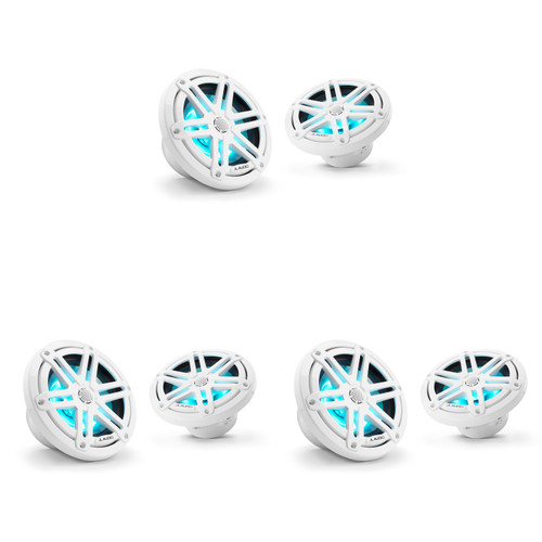 JL Audio M3-650X 6.5" LED Marine Speakers White Sport (6 Total) – Sea Ray Bowrider Boat Audio Upgrade (Fits 6 Speaker Layouts)