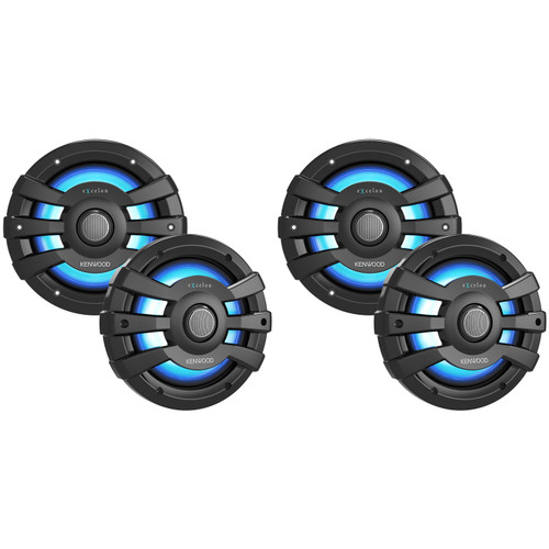 Kenwood XM77BL 7.7" LED Marine Speakers Black (4 Pack) – Wake Boat Audio Upgrade for MasterCraft, Malibu, Axis & Nautique