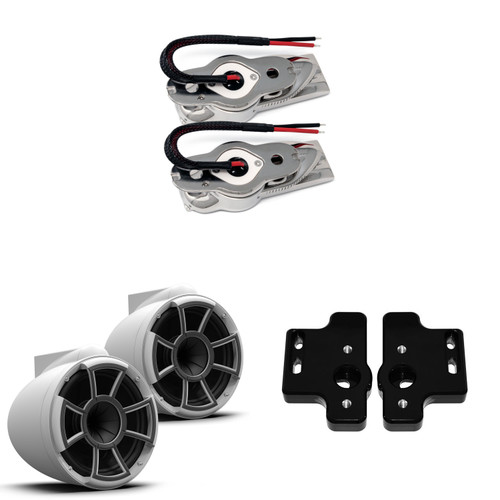 Wet Sounds REV 10 SE BW- Matte White REV10 Special Edition - Revolution Series 10" Tower Speakers, Pair  & Stainless Swivel Base Mount, 300 Watts RMS, White, Pair with Wet Sounds BLACK Centurion Gladiator brackets