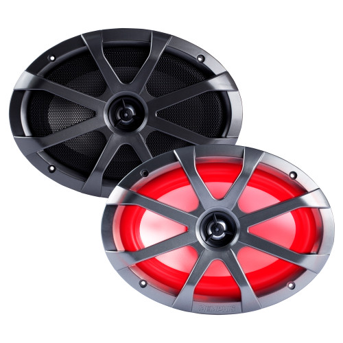 Memphis Audio 6x9 LED Marine Speakers - 1 Pair (2 Units) - OEM Upgrade Pack MXA69L With Metal Gray Grilles