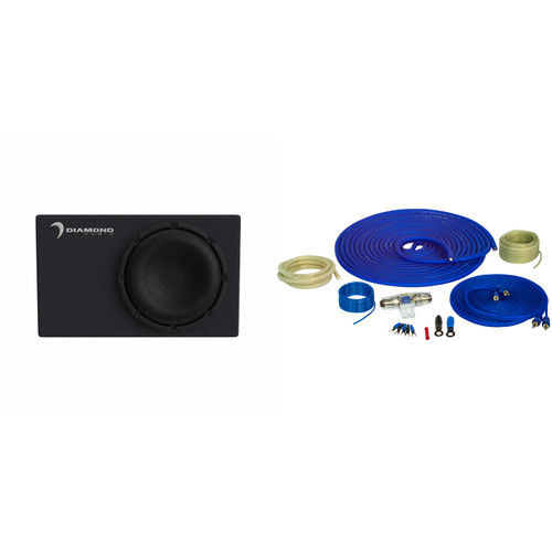 Diamond Audio DESMB12A 12" Amplified Subwoofer + 4 Gauge Wiring Kit Complete Bass Install Package