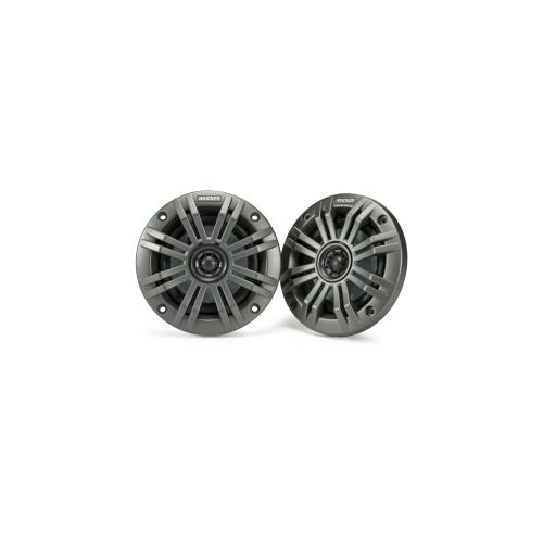 Kicker KM4 4-Inch (100mm) Marine Coaxial Speakers with 1/2-Inch (13mm) Tweeters, 2-Ohm, Charcoal and White Grilles - Used, Very Good
