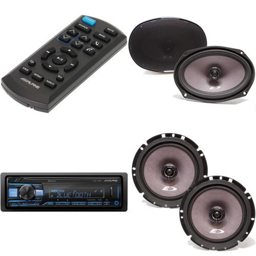 Alpine UTE-73BT, RUE-4360 Remote with A Pair Alpine SXE-1726S 6.5" Coax and A Pair SXE-6926S 6x9" Coax Speakers - Used, Open Box