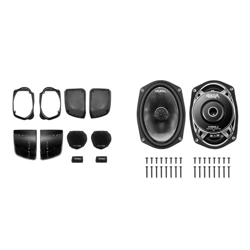 Cicada Audio CMB69.2 6X9 Pro Mid-Bass Drivers 2 Ohm with Lid Cut Kit for 14-23 Harley Baggers