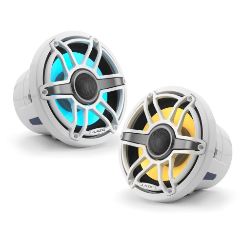 JL Audio 8.8-Inch M6 Marine Coaxial Speaker System, RGB LED, Gloss White, Sport Grille - SKU: M6-880X-S-GwGw-i - Used, Very Good