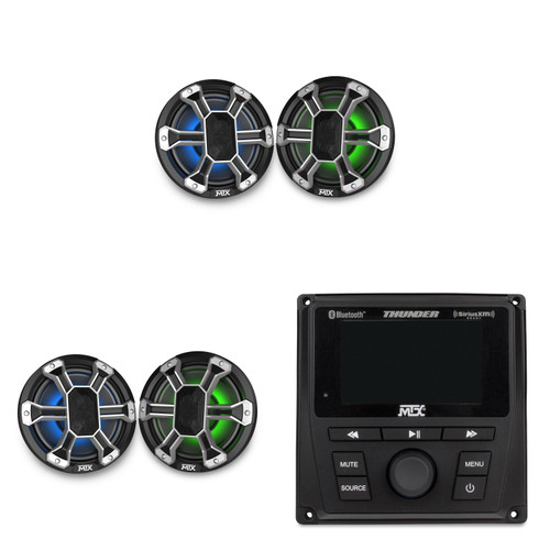 MTX UTV Audio System – AWMC3 Bluetooth Media Controller + (2 Pair) PS8C 8" RGB Speakers – DIY Side-by-Side & ATV Audio Upgrade
