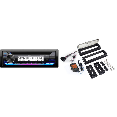 JVC KD-T92MBS Marine CD Receiver Bluetooth with HDK001X - Radio Replacement Kit compatible with 98-13 Harley Davidson Motorcycles