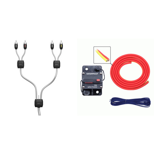 Marine Amplifier Install Kit – 8 Gauge Power Wiring Kit with 4-Channel RCA Cable – DIY Boat Audio Upgrade for Clean Power & Signal, 2-Zone Ready System