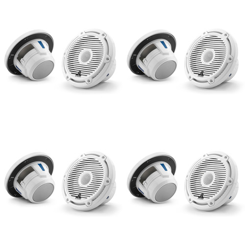 JL Audio M6 6.5" Marine Speaker System – (4 Pair / 8 Speakers) Classic White Grilles – Premium Full Boat Audio Upgrade for OEM Replacement