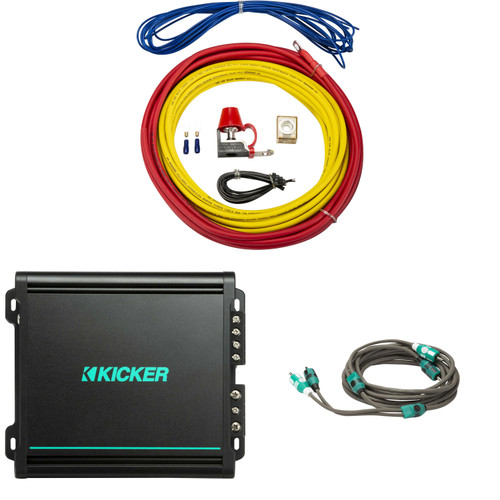 Kicker Marine Amplifier Add-On Kit – KMA150.2 2x75W 2-Channel Amp, 8 Gauge Wiring Kit & RCA Cables – DIY Pontoon & Boat Audio Upgrade for Zone, Cabin, Tower Speakers or Subwoofer