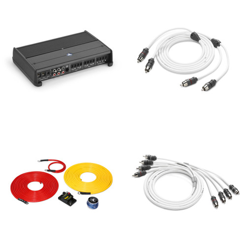 JL Audio Premium Marine Amplifier Add-On – XDM700/5 5-Channel Amp with Complete Power Wiring Kit & Full RCA Interconnects – DIY Pontoon & Wake Boat Upgrade for Cabin, Tower Speakers & Subwoofer