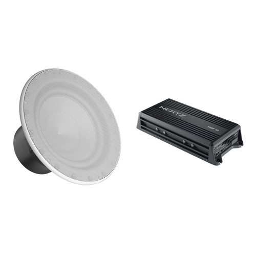 Hertz Marine 10" Subwoofer & Amp Bundle – Portofina-100-S4W Flush Mount Sub + HMP-1D Amplifier – DIY Yacht, Pontoon & Center Console Bass Upgrade