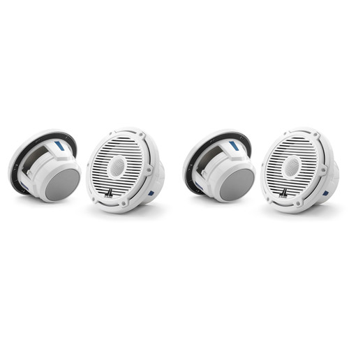 JL Audio M6 7.7" Marine Speaker System – 4 Speakers (2 Pair) Classic White Grilles – Premium Boat Audio Upgrade for OEM Replacement