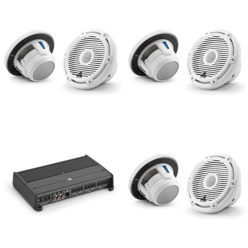 JL Audio M6 6.5" Marine Audio System – 6 Speakers (3 Pair) with XDM600/6 6-Channel Amplifier – Premium Full Boat Audio Upgrade for OEM Replacement