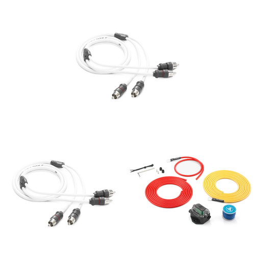 JL Audio Marine 2-Zone Amp Install Kit – (2) XMD-WHTAIC2-3 RCA Interconnects + XMD-PCS30A-1-L12 4AWG Power Kit – DIY Multi Channel Boat Audio Wiring Bundle