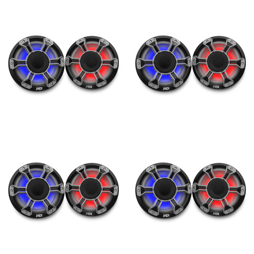 MTX 8" Marine Horn Speaker Bundle – (4 Pair) MA8H-B RGB Compression Horn Speakers – DIY Pontoon & Wake Boat Audio Upgrade for Loud Full Boat Sound