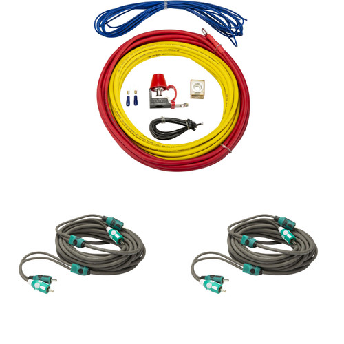 Kicker Marine Multi-Zone Amp Install Kit – (2) 47KMI7 2-Ch RCA Cables +47KMPK8 8AWG Power Kit – DIY Boat Audio Wiring Bundle for Multi Channel Systems