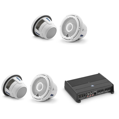 JL Audio M6 8.8" Marine Audio System – 4 Speakers (2 Pair) with XDM400/4 4-Channel Amplifier – Premium Boat Audio Upgrade for OEM Replacement